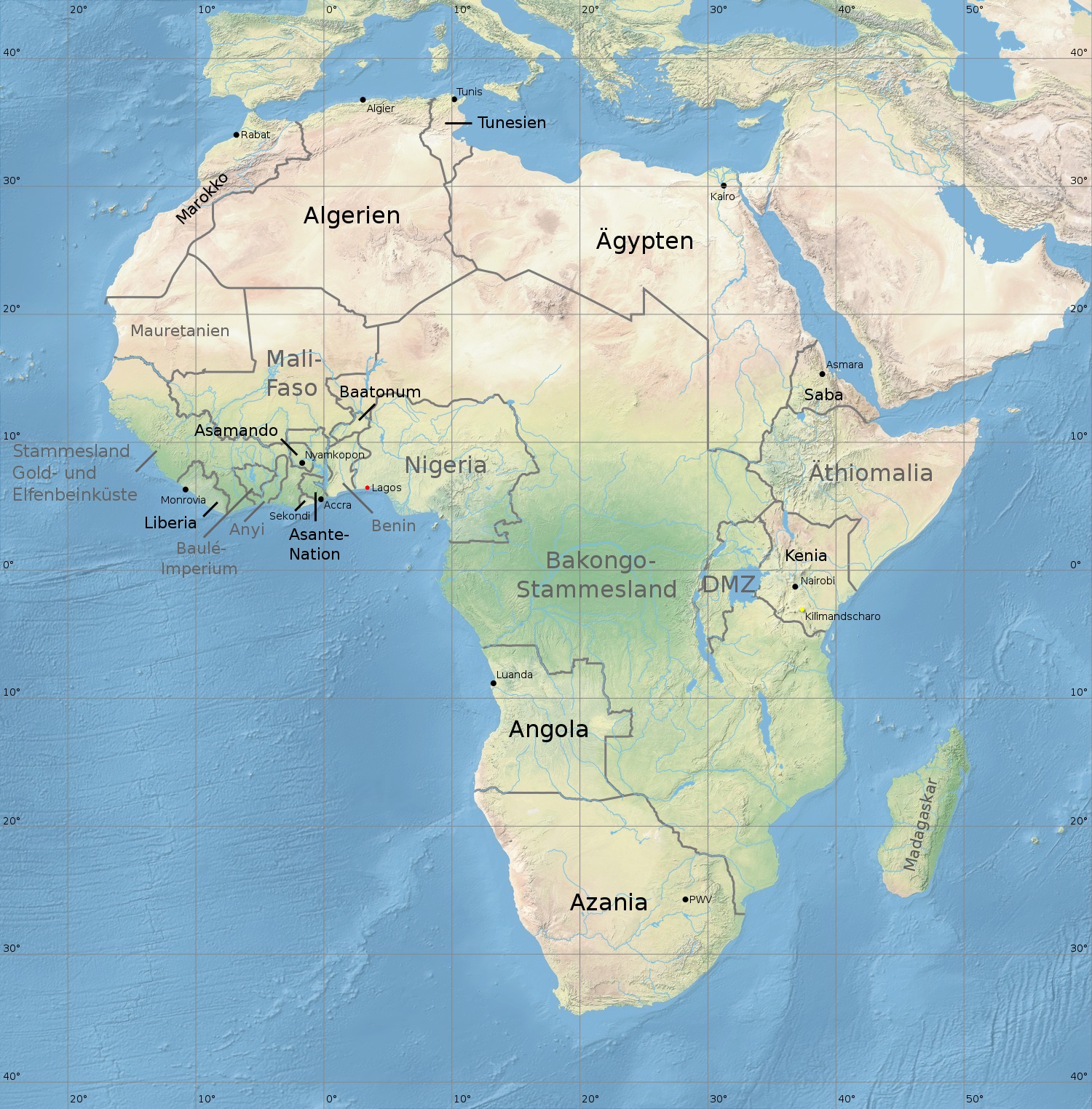 Местоположение африки. Континент Африка физическая карта. Материковая карта Африки.